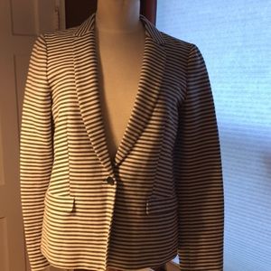Madewell ivory and navy striped blazer 6